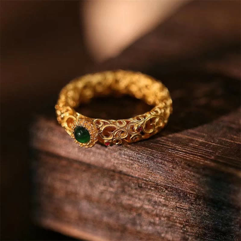 Cyan Jade 925 Silver Ring US6 for Success & Healing