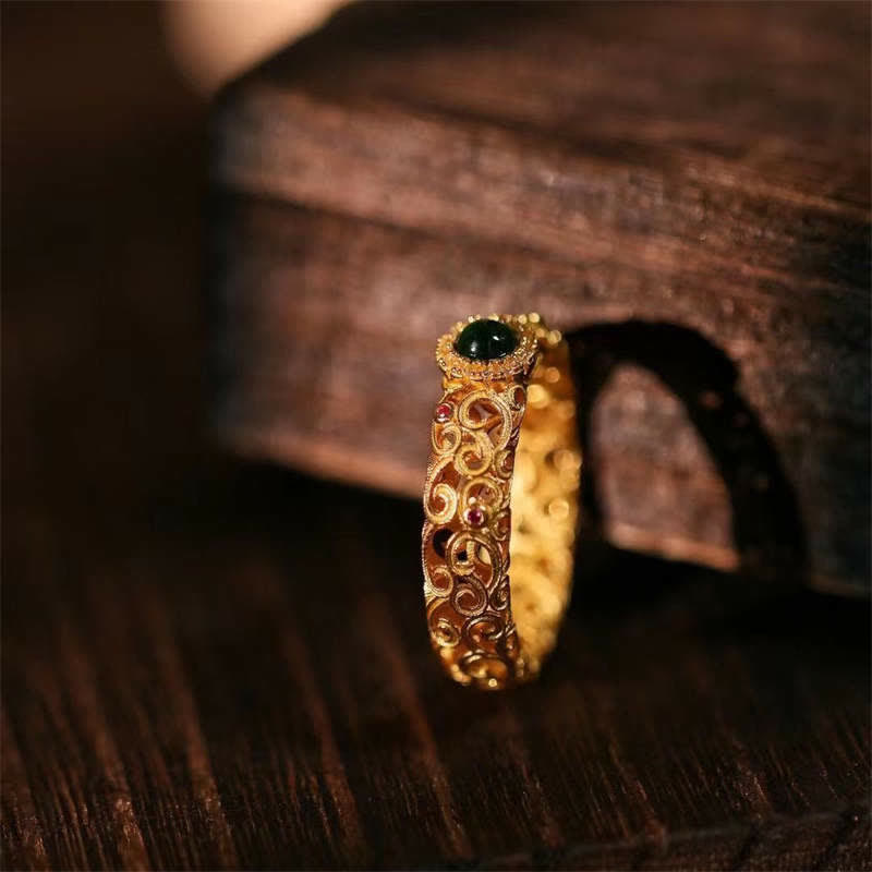 Cyan Jade 925 Silver Ring US6 for Success & Healing