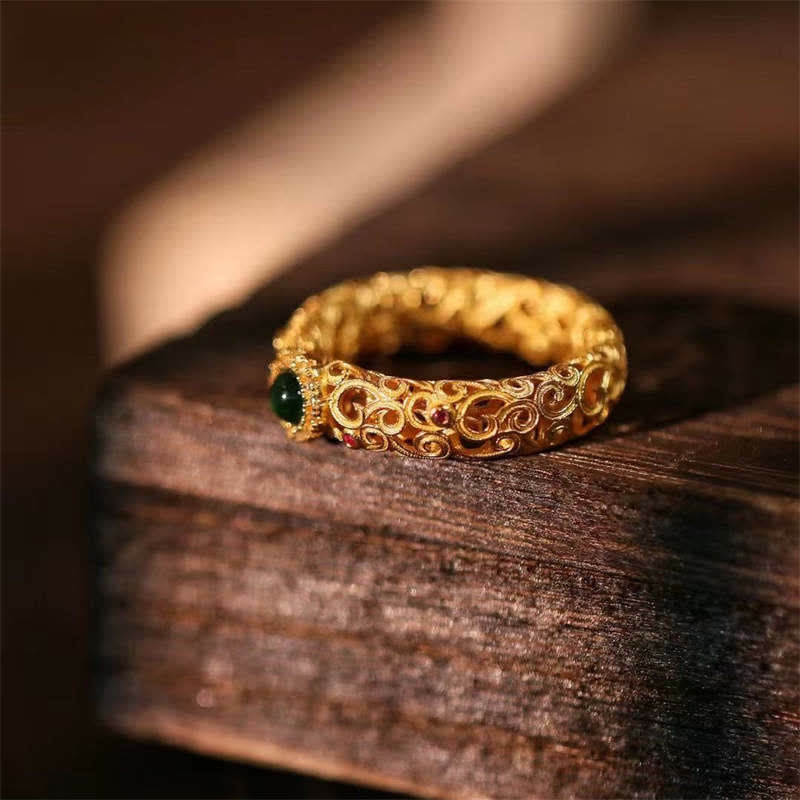 Cyan Jade 925 Silver Ring US6 for Success & Healing