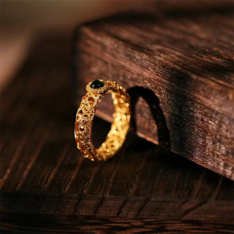 Cyan Jade 925 Silver Ring US6 for Success & Healing