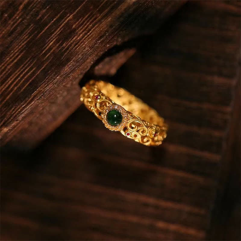 Cyan Jade 925 Silver Ring US6 for Success & Healing