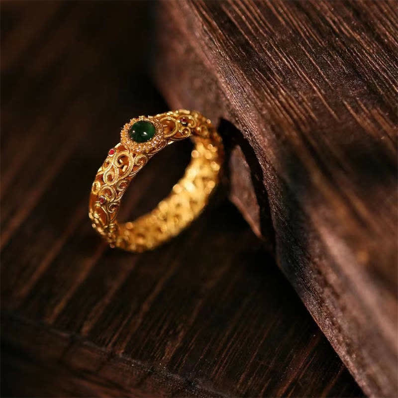 Cyan Jade 925 Silver Ring US6 for Success & Healing