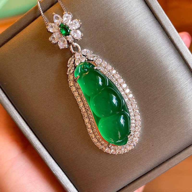 Cyan Jade Luck Necklace Pendant for Success & Healing