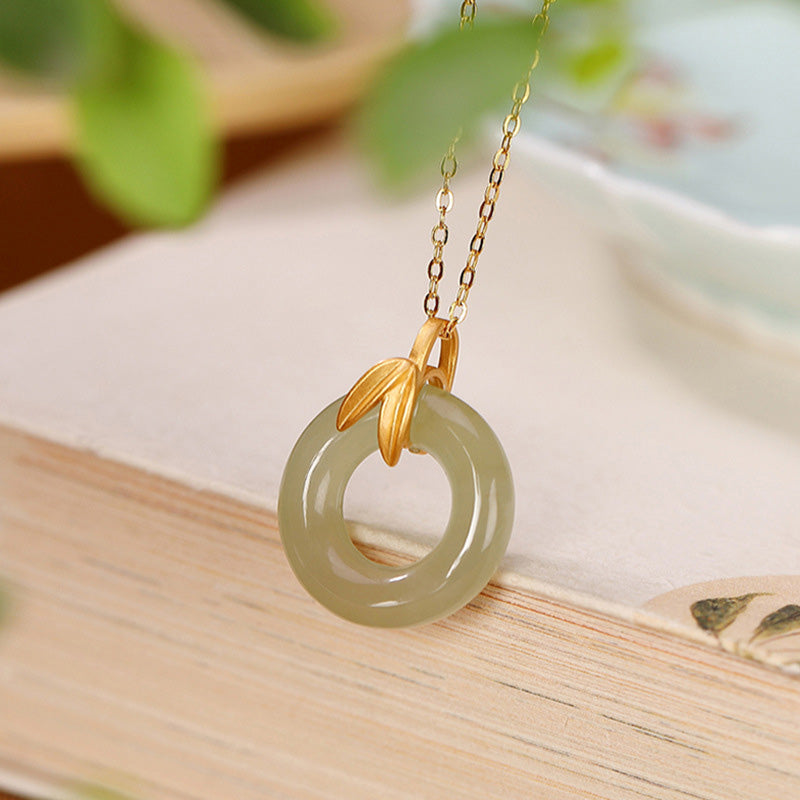 Cyan Jade Sterling Silver Peace Buckle Necklace for Harmony