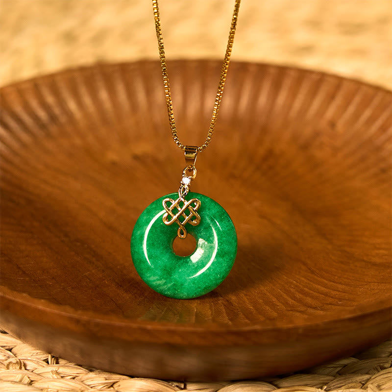 Cyan Jade Success Peace Buckle Pendant Necklace