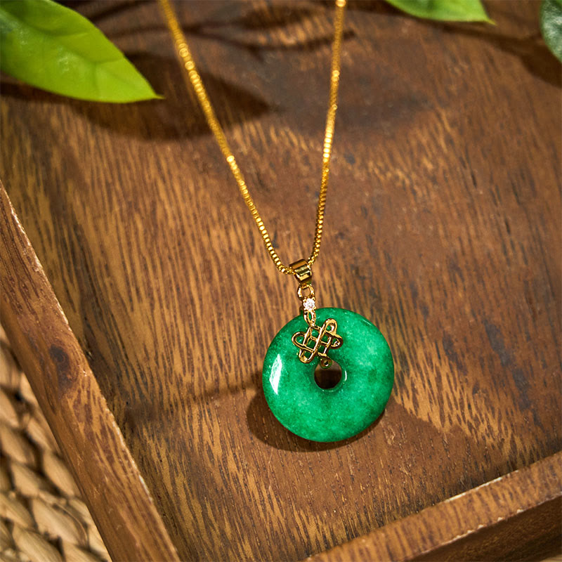Cyan Jade Success Peace Buckle Pendant Necklace