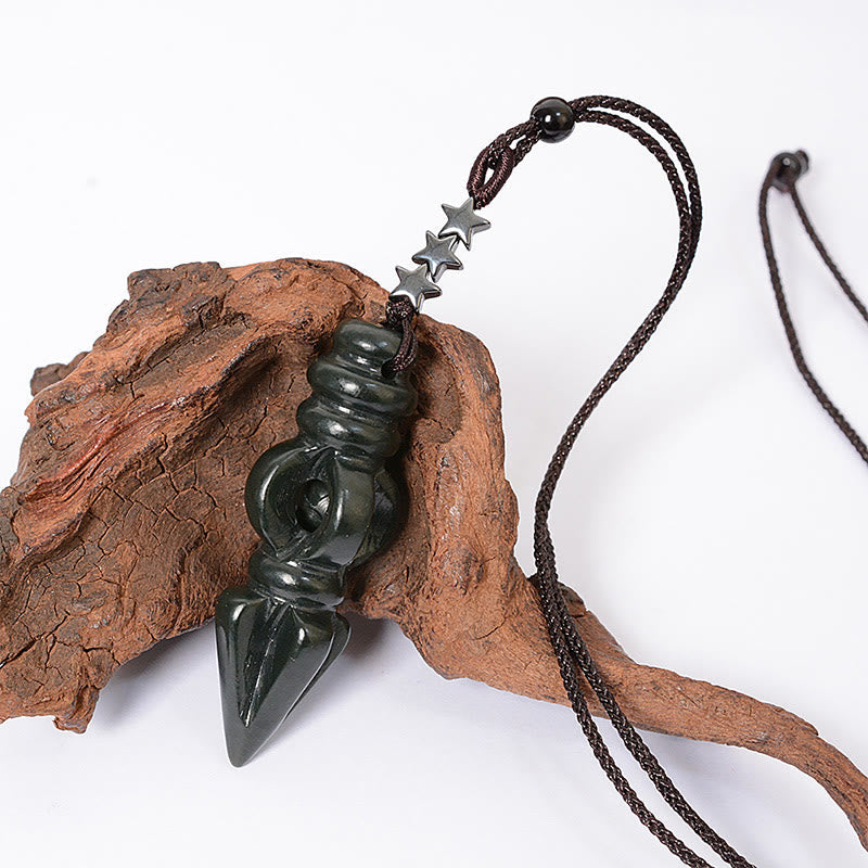 Cyan Jade Vajra Star Harmony Necklace 62cm Unisex