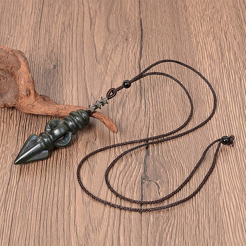 Cyan Jade Vajra Star Harmony Necklace 62cm Unisex