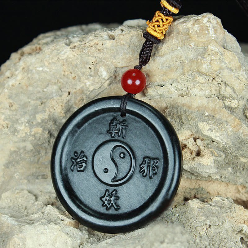 Cyan Jade Yin Yang Necklace for Success and Harmony