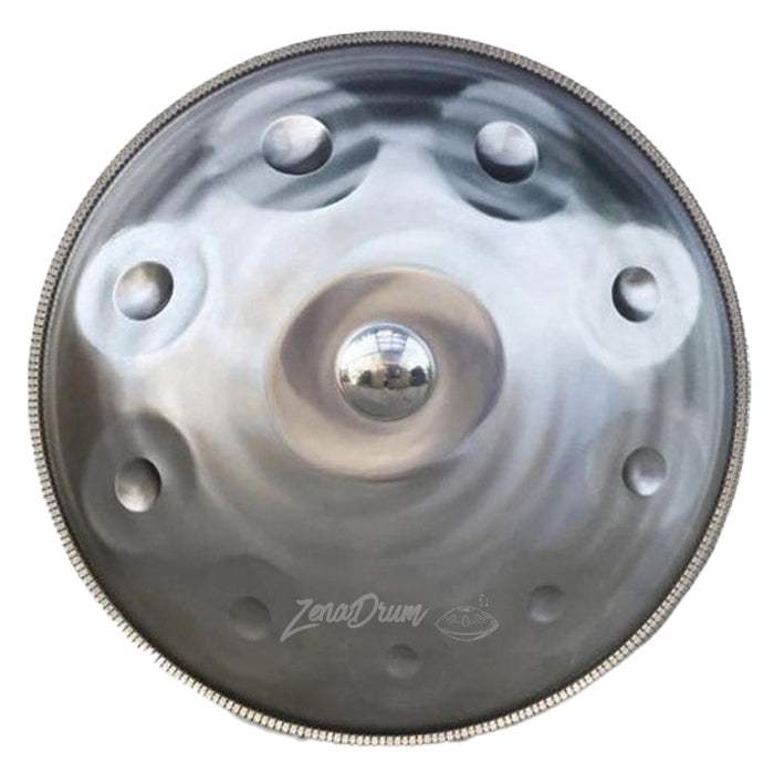 D Minor Kurd Handpan Drum showcasing circular dimpled tone fields for all skill levels