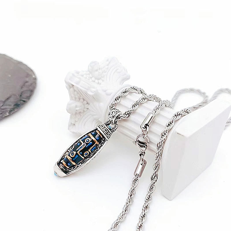 Om Mani Padme Hum Necklace | Nine-Eye Dzi Pendant Peace & Purity