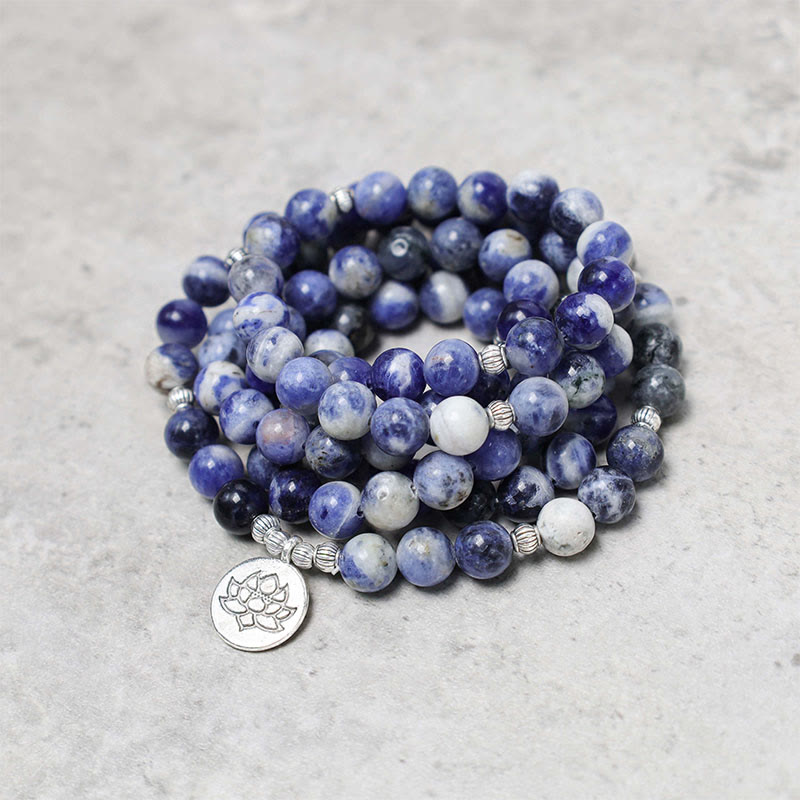 6mm Blue Aventurine Lotus Peace Necklace & Bracelet