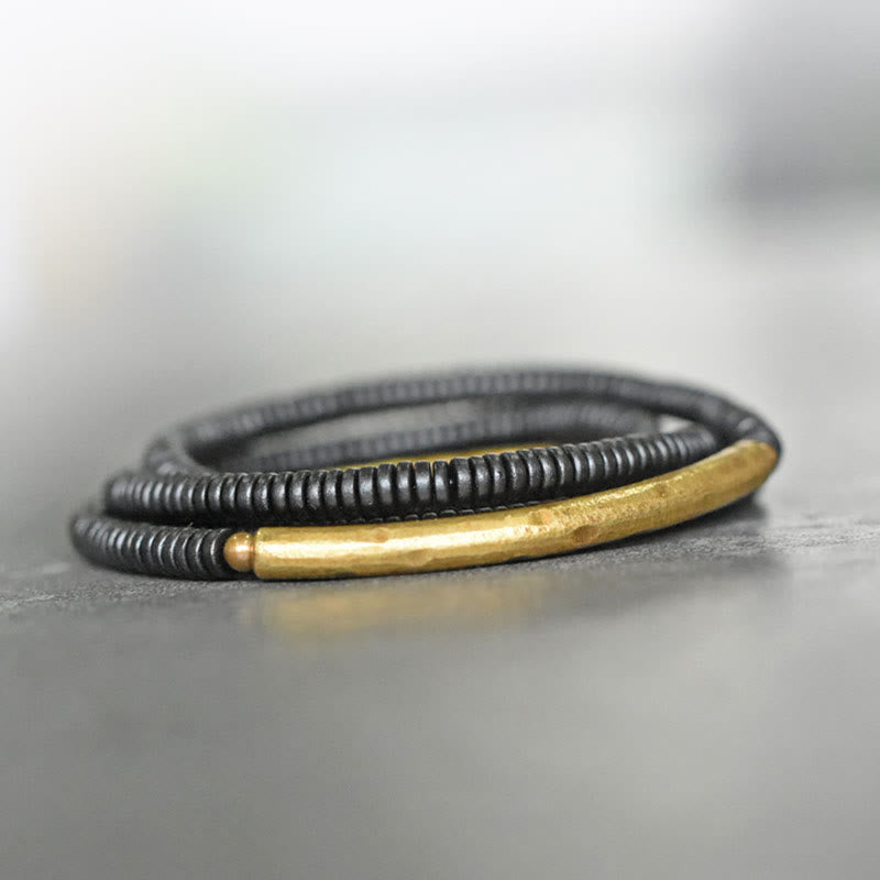 Ebony Wood Copper Multilayered Bracelet for Balance and Calm