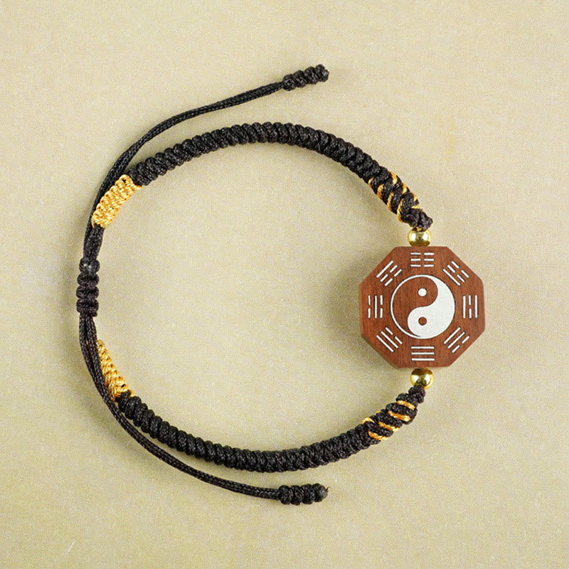 Small Leaf Red Sandalwood Yin Yang Protection Bracelet