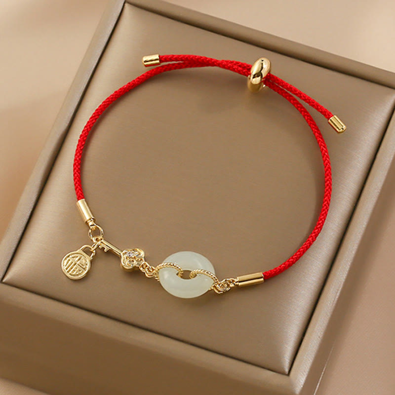 Hetian Jade 18K Gold Peace Buckle Luck Bracelet Classic
