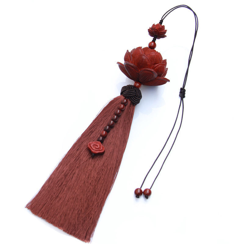 Small Leaf Red Sandalwood Zen Decor | Luck & Protection Tassel