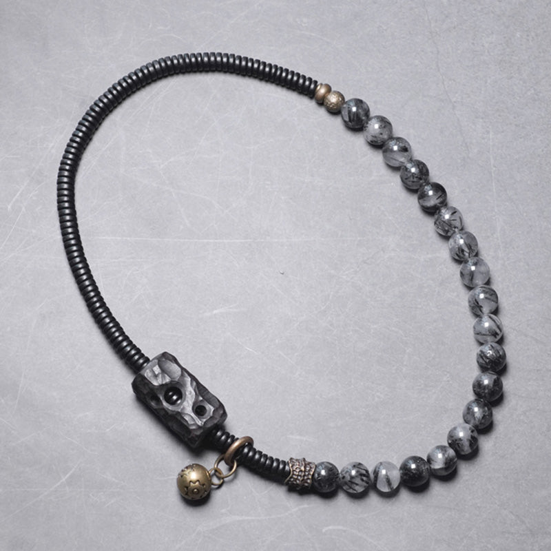 Black Rutilated Quartz Wisdom Bracelet 8mm for Balance