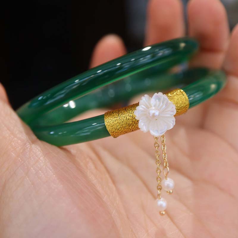 Cyan and White Jade Success Bracelet 58mm