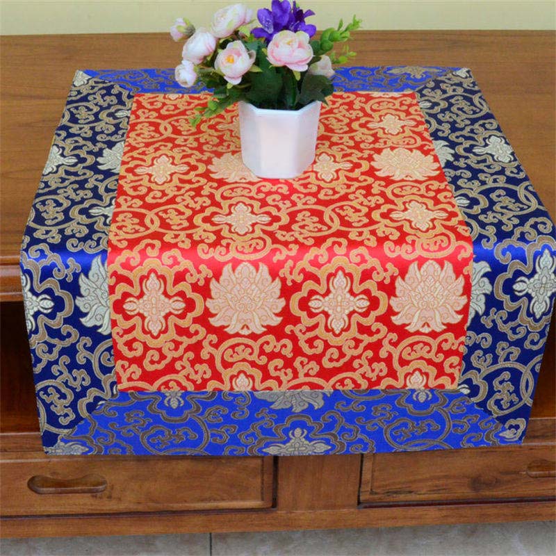 Brocade Prayer Altar Table Runner with Dragon & Vajra Symbols