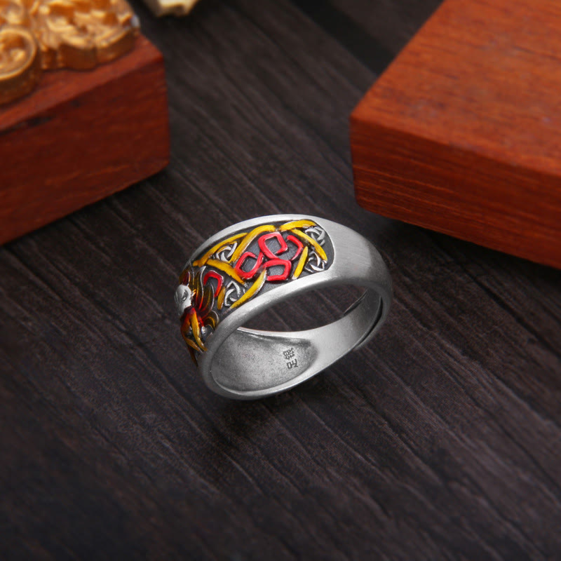 999 Sterling Silver Nine Tailed Fox Spiritual Protection Ring