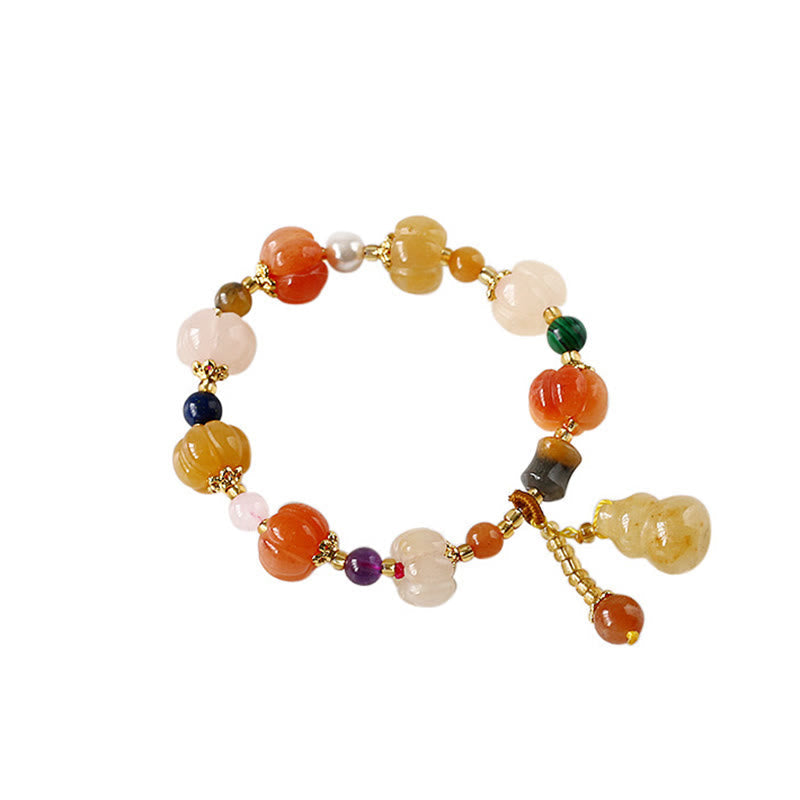 Golden Silk Jade Wealth Bracelet with Pixiu for Luck