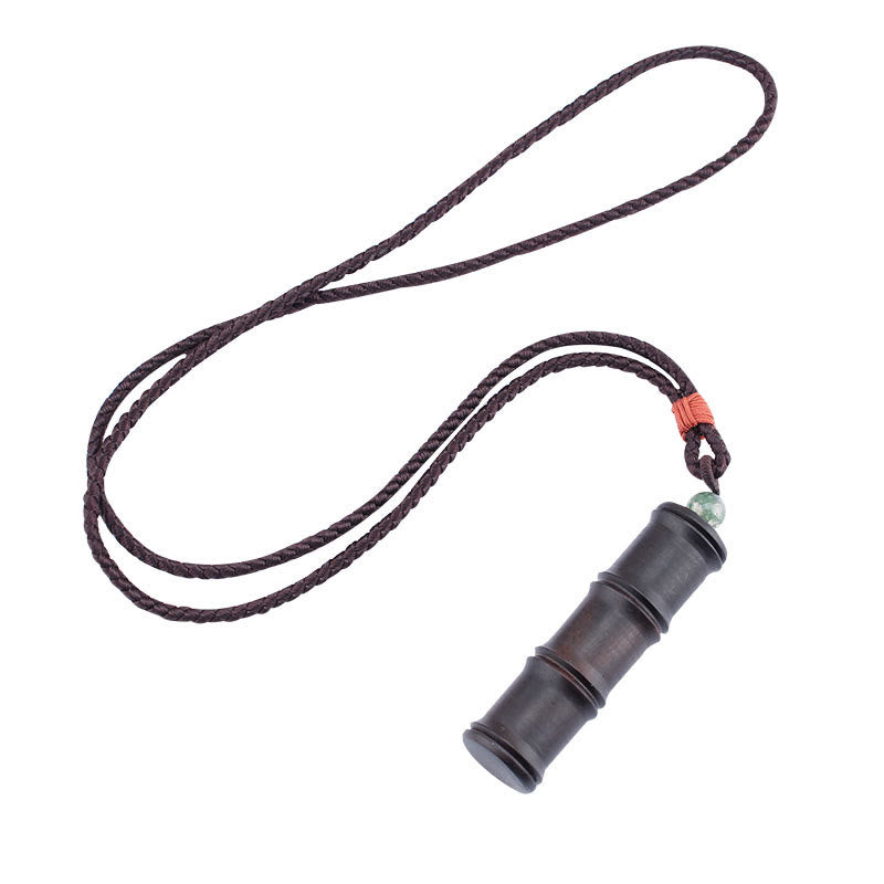 Ebony Wood Spiritual Necklace with Bamboo Ghau Prayer Box