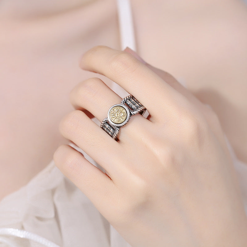 Om Mani Padme Hum Copper Spinner Ring for Spiritual Purity