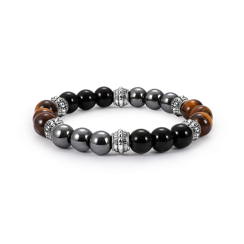 8mm Tiger Eye and Hematite Healing Bracelet for Good Luck