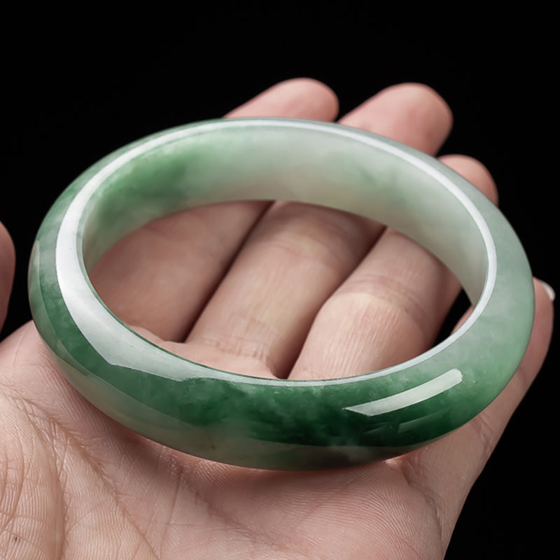 55mm Natural Jade Fortune Blessing Bangle Bracelet