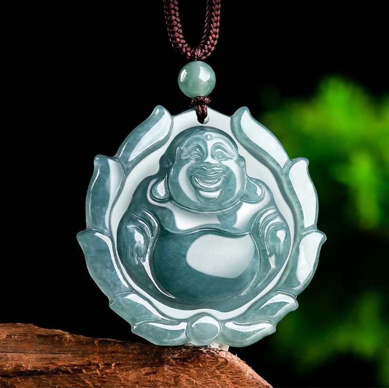 Natural Jade Buddha Necklace for Luck & Wealth