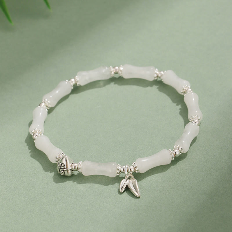 Peridot White Jade Bamboo Fu Symbolic Luck Bracelet