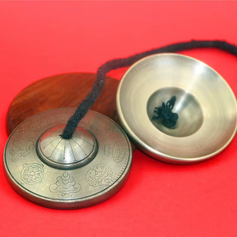 Large Nepal Handmade Tinkle Bell Cymbals 8.5Cm Brass Buddhist Tingsha Bells Sound Healing Sound Healing Tibetan Bell Instruments