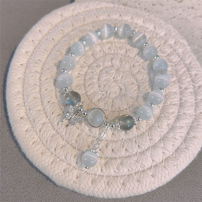 Cat's Eye Moonstone Bracelet with Butterfly or Star Charm for Balance