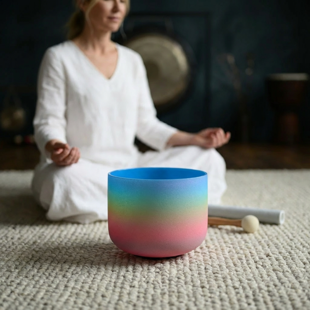 Crystal Singing Bowl G Note Rainbow - Throat Chakra