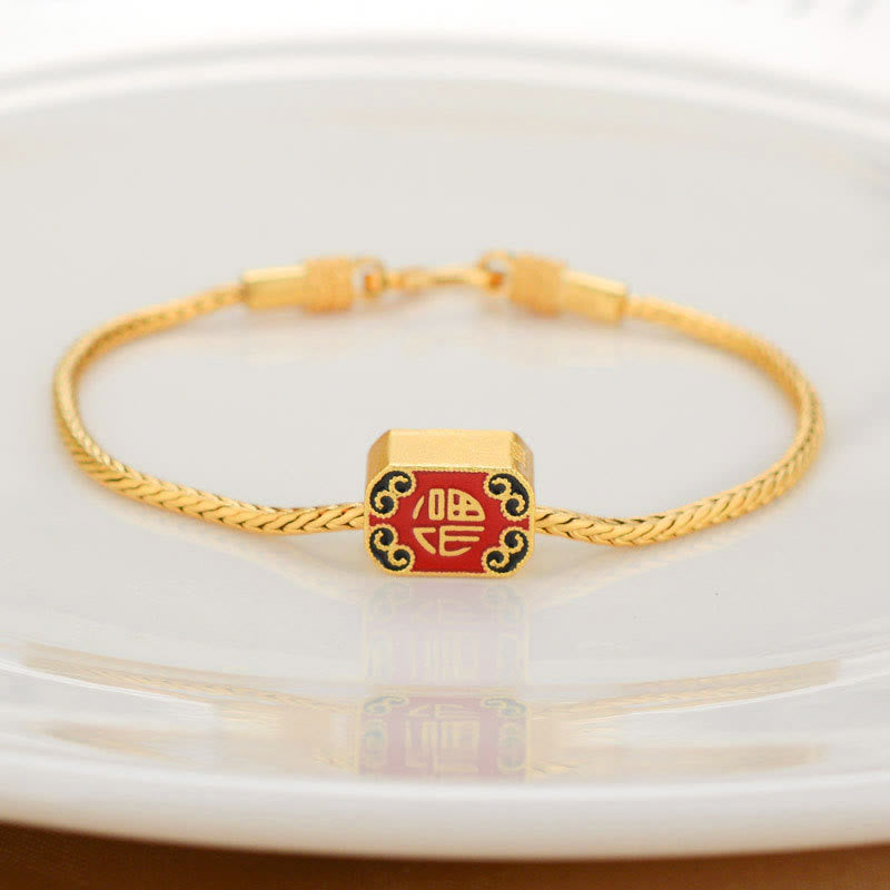 Om Mani Padme Hum Copper & 18K Gold Peace Bracelet