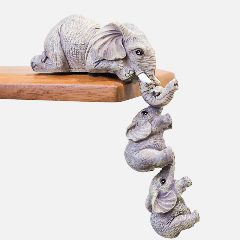 Resin Elephant Sitter Figurines for Strength & Wisdom Decor