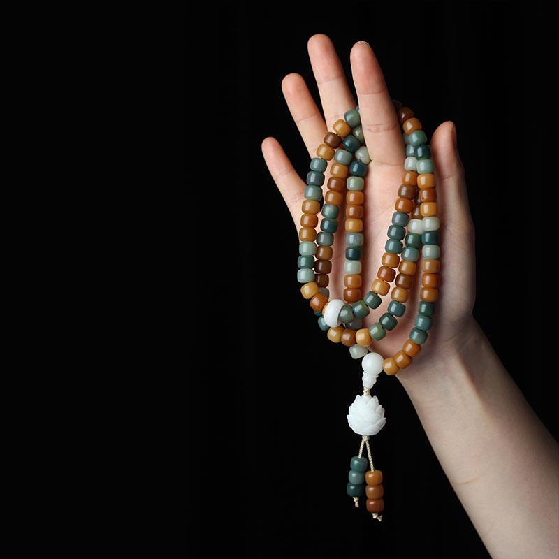 7*9mm Unisex Lotus Mala Harmony Bracelet Necklace