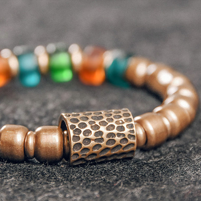 9mm Copper Colorful Glass Beads Spiritual Bracelet for Wealth
