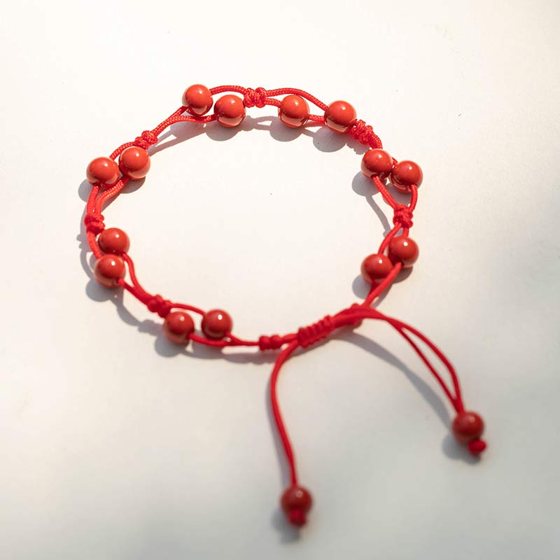 Calming Red Agate Moss Agate Cinnabar Bracelet