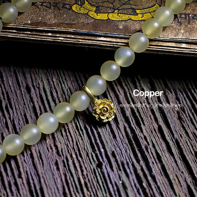 8mm Sheep Horn Amber Luck Gemstone Mala Bracelet