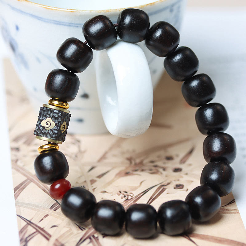 Ebony Wood Auspicious Clouds Calm Bracelet 14-16cm