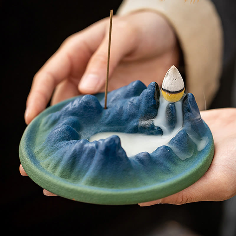 Creative Ceramic Mountain River Backflow Incense Burner
