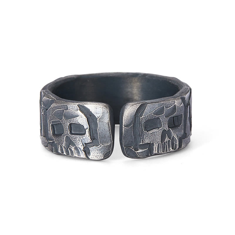 999 Sterling Silver Skeleton Pattern Spiritual Ring for Protection