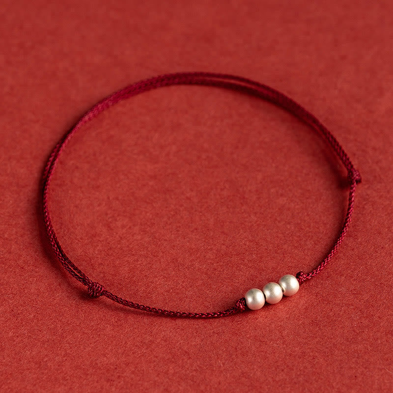 925 Sterling Silver Red String Protection Bracelet Anklet