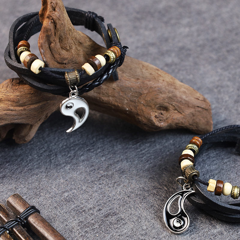 Unisex Copper Yin Yang Balance Bracelet for Couples