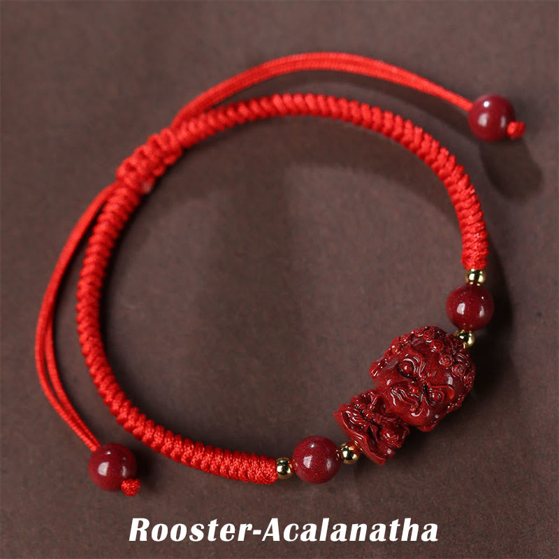 Chinese Zodiac Cinnabar Amulet Blessing String Bracelet