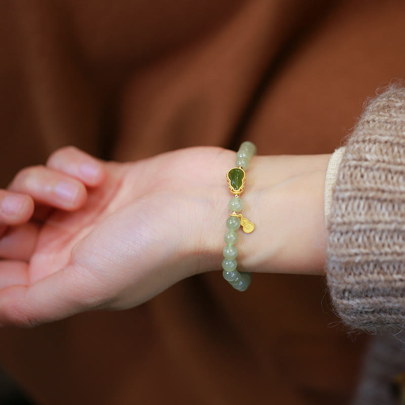 6mm Natural Hetian Jade Lucky Charm Bracelet