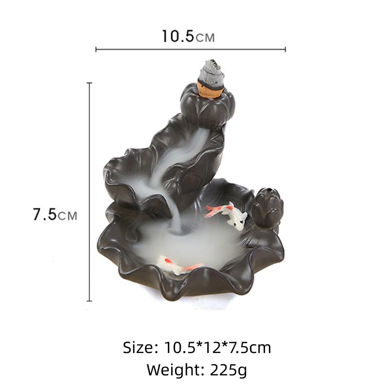 Koi Fish Purple Clay Zen Incense Burner for Luck & Calm