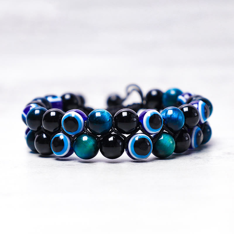 Tiger Eye Evil Eye Protection Bracelet 8mm Beads Classic