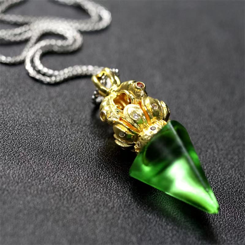 Liuli Crystal Dorje Vajra Spiritual Strength Necklace